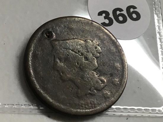 1839 Large Cent, Drilled