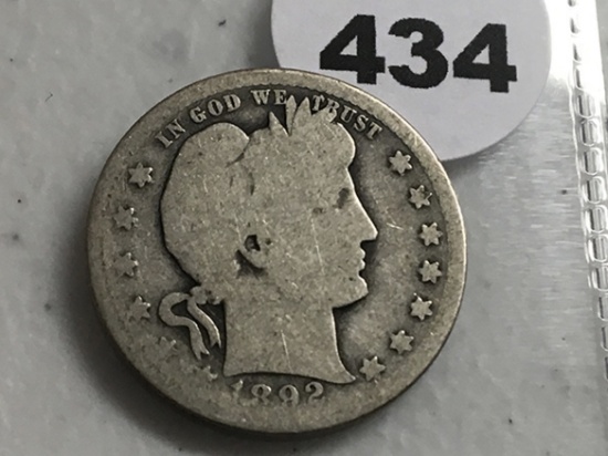 1892-O Barber Quarter