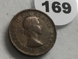 1953 Canada Cent with shoulder fold