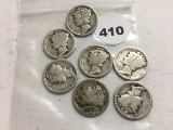 (2) Teens, (5) 20's-40's Mercury Dimes