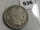 1907-D Barber Half Dollar