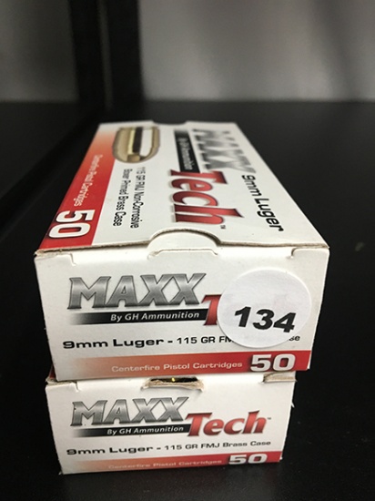 100 Rds, 115 Gr FMJ, 9MM Luger