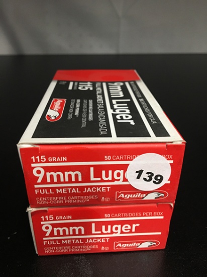 100 Rds, 115 Gr FMJ, 9MM Luger