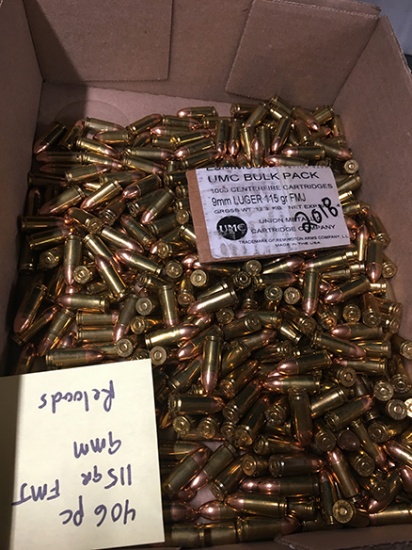 406 Rds, 115 Gr FMJ, 9MM Reloads