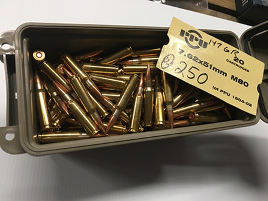 250 Rds, 147 Gr, 7.62 X 51MM, M80 w/Ammo Box