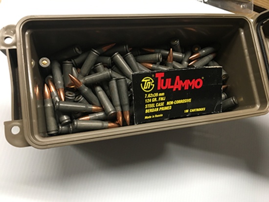 296 Rds, 124 Gr FMJ, 7.62 X 39 Tula w/Ammo Box