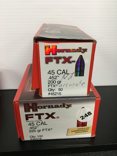109 Qty, 45 Cal, 200 and 275 Gr Bullets