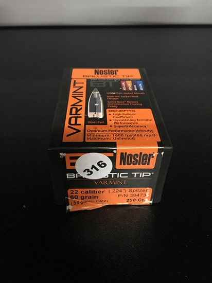 236 Qty, 22 Cal, 60 Gr Bullets