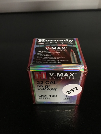 100 Qty, 22 Cal, 55 Gr Bullets