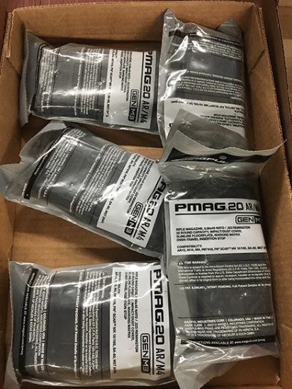 Lot of 5, PMAG 20 AR/M4 5.56 X 45 Nato/223 Rem