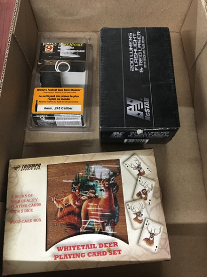 Play Card Set, Ncstar Flashlight & Laser, Hoppes Rifle Cleaner