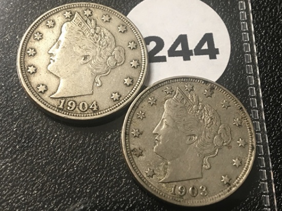 1903, 04 Liberty Nickels