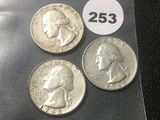 1945, 45-D, 45-S Washington Quarters