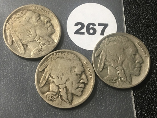 1935, 35-D, 35-S Buffalo Nickels