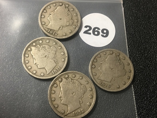 1910, 11, 12, 12-D Liberty Nickels