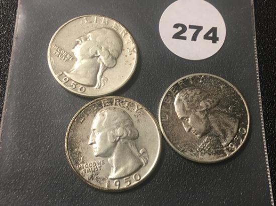 1950, 50-D, 50-S Washingtn Quarters