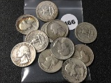 (11) Silver Washington Quarters