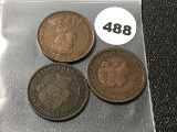 1859, 1876-H, 1915 Canadian Large Cents