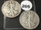 (2) 1928-S Walking Liberty Half Dollars