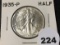 1935 Walking Liberty Half, BU