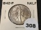 1942 Walking Liberty Half, UNC, Toned