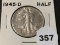 1945-D Walking Liberty Half, AU