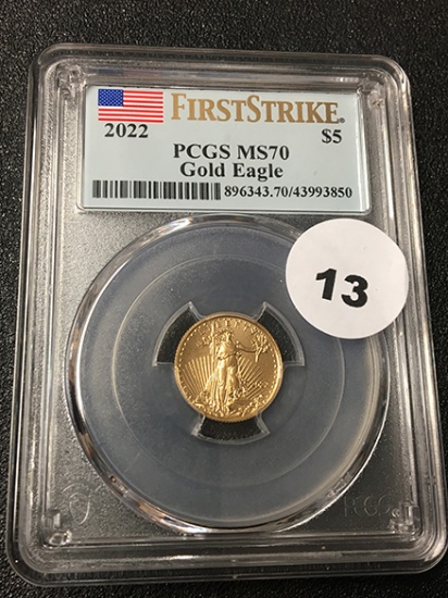 2022 $5 Gold Eagle PCGS MS70 First Strike