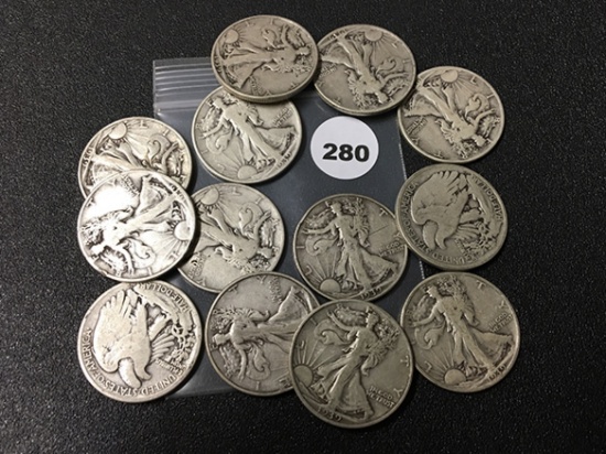(13) 1939 P & D Walking Liberty Half Dollar, Mixed Mint