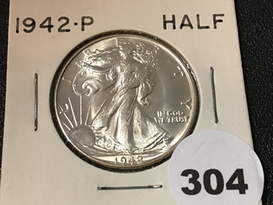1942 Walking Liberty Half, BU