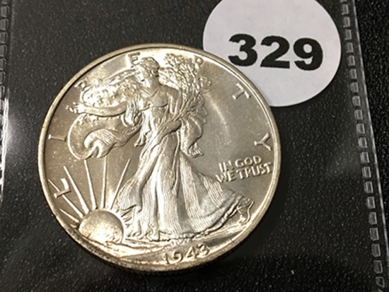 1943 Walking Liberty Half, UNC