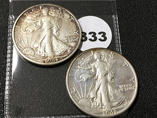 (2) 1943-D Walking Liberty Half Dollars