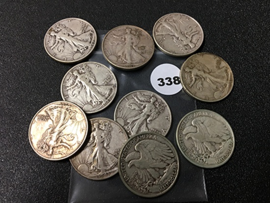 (10) 1943 Walking Liberty Half Dollar, Mixed Mints