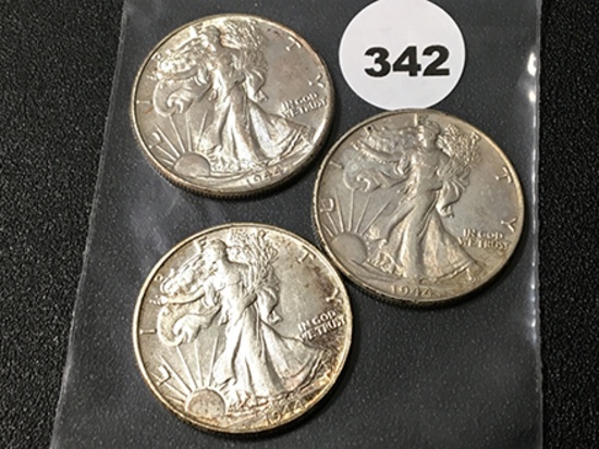 (3) 1944 Walking Liberty Half Dollars