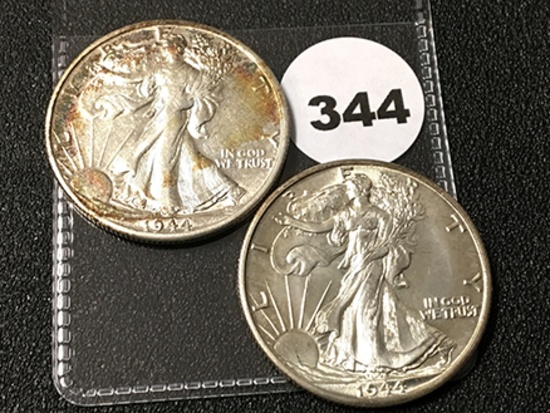 (2) 1944-S Walking Liberty Half, Dollars