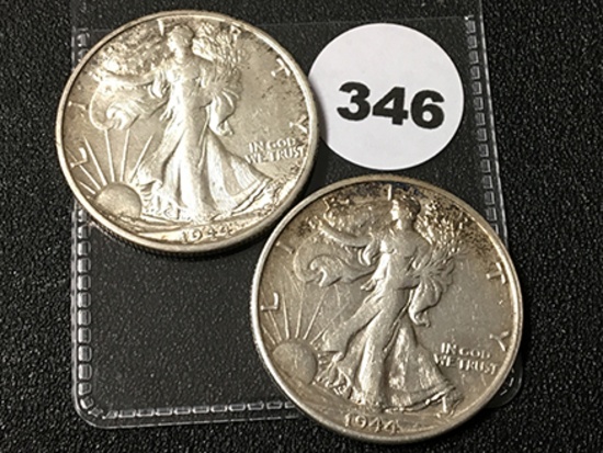 (2) 1944-S Walking Liberty Half, Dollars