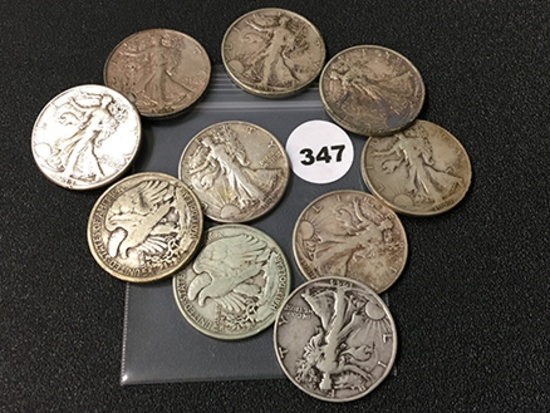 (10) 1944 Walking Liberty Half Dollars, Mixed Mints