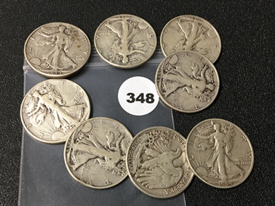 (8) 1944 Walking Liberty Half, Dollars, Mixed Mints