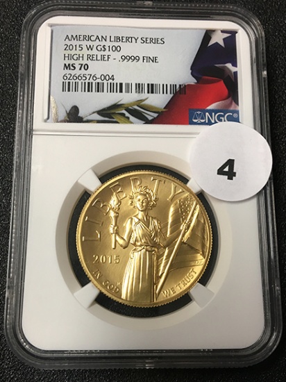 2015-W $100 Gold Liberty High Relief NGC MS10 First Strike Flag Label