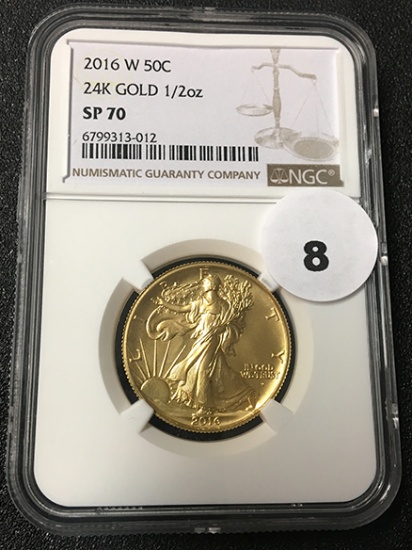 2016-W 50C Gold Walking Liberty NGC SP70 24k 1/2 oz.