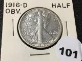 1916-D OBV Walking Liberty Half