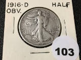 1916-D OBV Walking Liberty Half