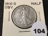 1916-D OBV Walking Liberty Half