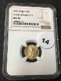 2021 $5 Gold Eagle NGC MS70 T-1