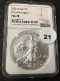 2021 $1 Silver Eagle NGC MS70 Heraldic Eagle T-1