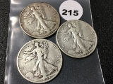 (3) 1934 Walking Liberty Half Dollars