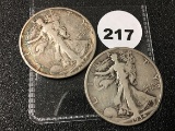 1934-D, 34-S Walking Liberty Half Dollars