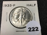1935 Walking Liberty Half, BU