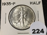 1935 Walking Liberty Half, BU