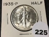 1935 Walking Liberty Half, BU