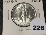 1935 Walking Liberty Half, BU